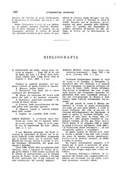 L'agricoltura coloniale organo dell'Istituto agricolo coloniale italiano e dell'Ufficio agrario sperimentale dell'Eritrea