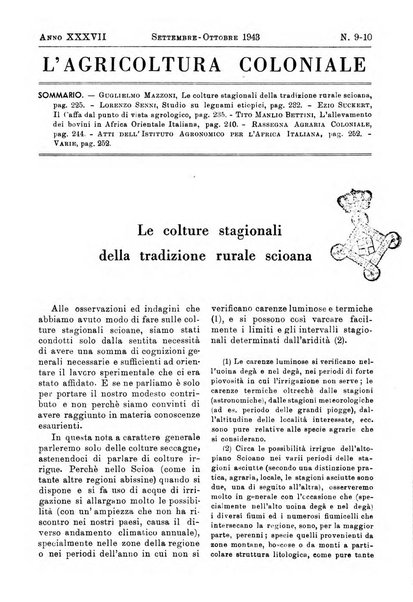 L'agricoltura coloniale organo dell'Istituto agricolo coloniale italiano e dell'Ufficio agrario sperimentale dell'Eritrea