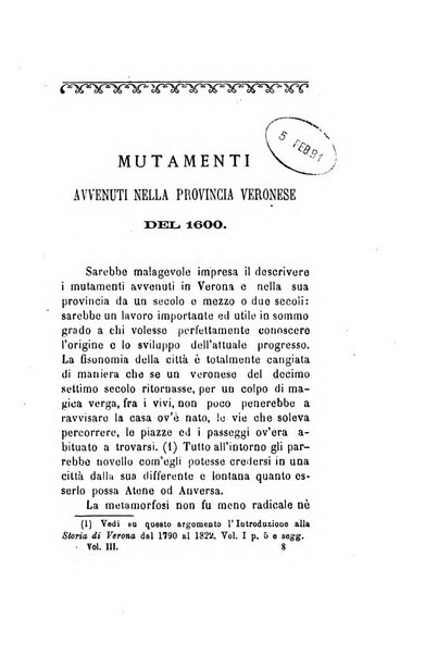 Archivio storico veronese Raccolta di documenti e notizie riguardanti la storia politica, amministrativa, letteraria e scientifica della città e della provincia