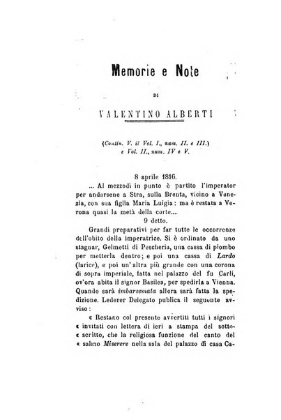 Archivio storico veronese Raccolta di documenti e notizie riguardanti la storia politica, amministrativa, letteraria e scientifica della città e della provincia