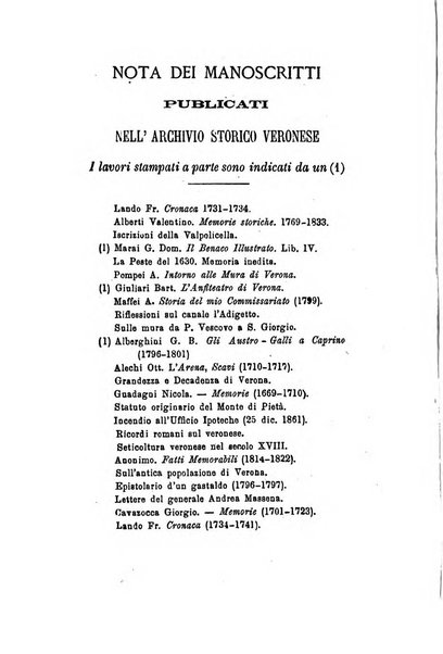 Archivio storico veronese Raccolta di documenti e notizie riguardanti la storia politica, amministrativa, letteraria e scientifica della città e della provincia