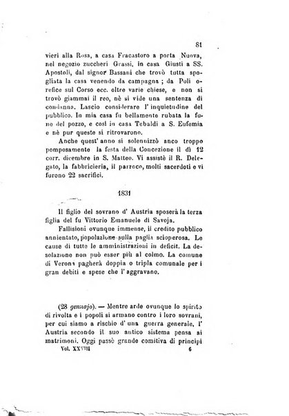 Archivio storico veronese Raccolta di documenti e notizie riguardanti la storia politica, amministrativa, letteraria e scientifica della città e della provincia