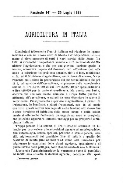 L'economia rurale, le arti ed il commercio