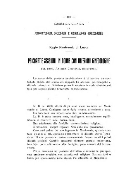 La ginecologia moderna rivista italiana di ostetricia e ginecologia e di psicologia, medicina legale e sociologia ginecologica