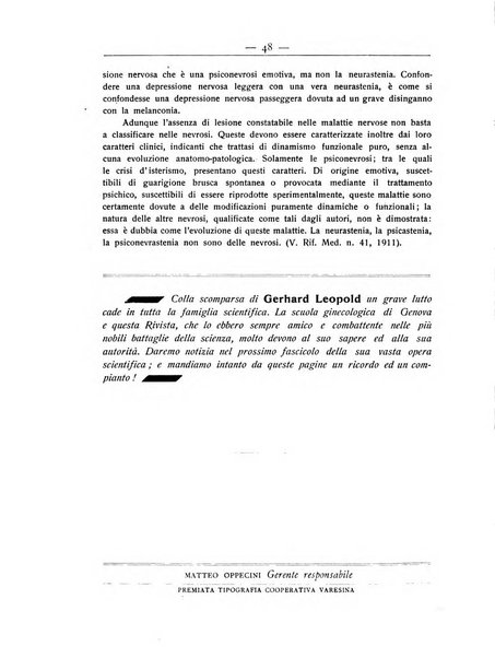 La ginecologia moderna rivista italiana di ostetricia e ginecologia e di psicologia, medicina legale e sociologia ginecologica