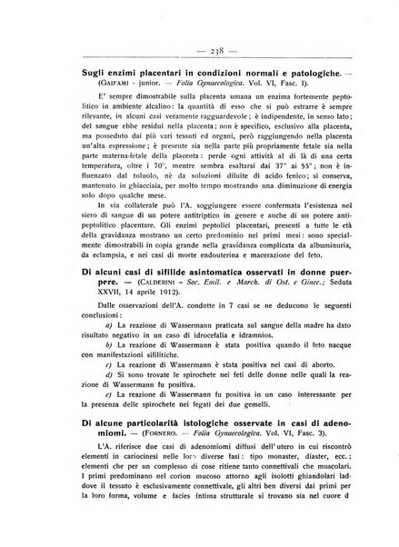 La ginecologia moderna rivista italiana di ostetricia e ginecologia e di psicologia, medicina legale e sociologia ginecologica