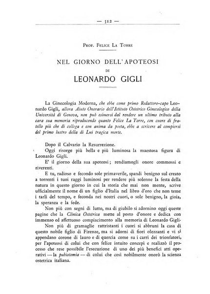 La ginecologia moderna rivista italiana di ostetricia e ginecologia e di psicologia, medicina legale e sociologia ginecologica