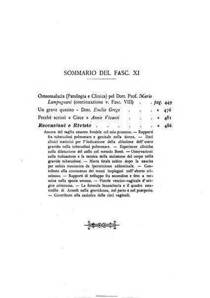 La ginecologia moderna rivista italiana di ostetricia e ginecologia e di psicologia, medicina legale e sociologia ginecologica