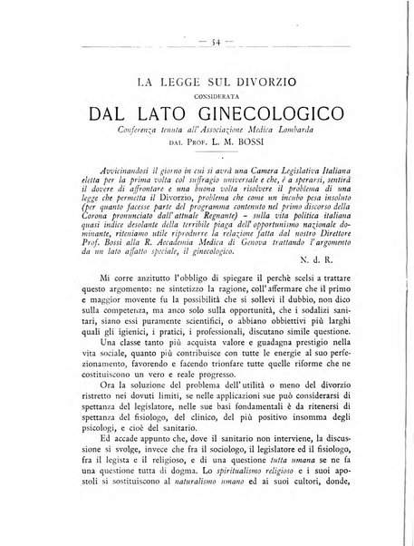 La ginecologia moderna rivista italiana di ostetricia e ginecologia e di psicologia, medicina legale e sociologia ginecologica