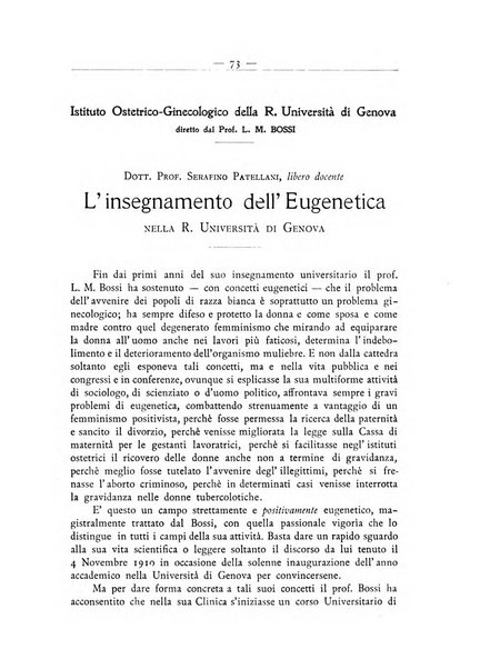 La ginecologia moderna rivista italiana di ostetricia e ginecologia e di psicologia, medicina legale e sociologia ginecologica