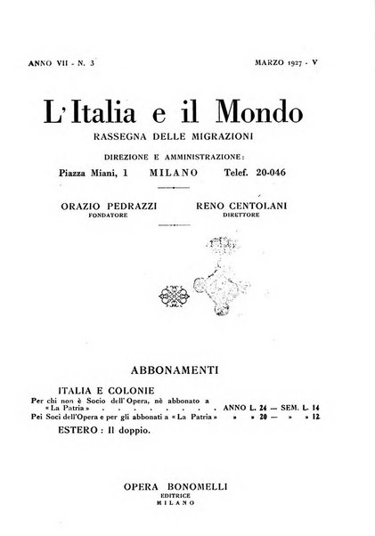 L'Italia e il mondo rassegna mensile delle migrazioni. --a. 8, n. 12 (dic. 1928)