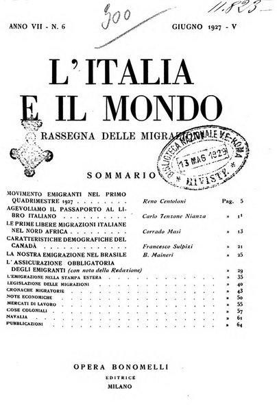 L'Italia e il mondo rassegna mensile delle migrazioni. --a. 8, n. 12 (dic. 1928)