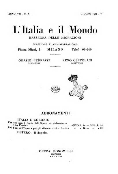 L'Italia e il mondo rassegna mensile delle migrazioni. --a. 8, n. 12 (dic. 1928)