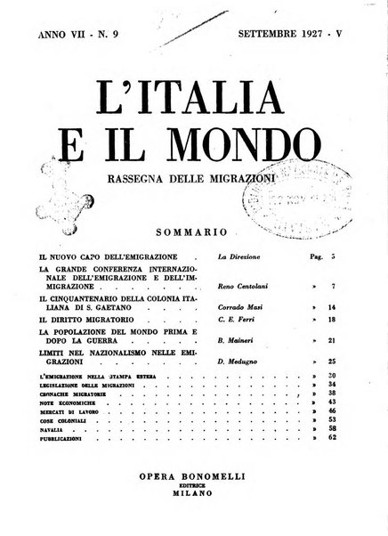 L'Italia e il mondo rassegna mensile delle migrazioni. --a. 8, n. 12 (dic. 1928)