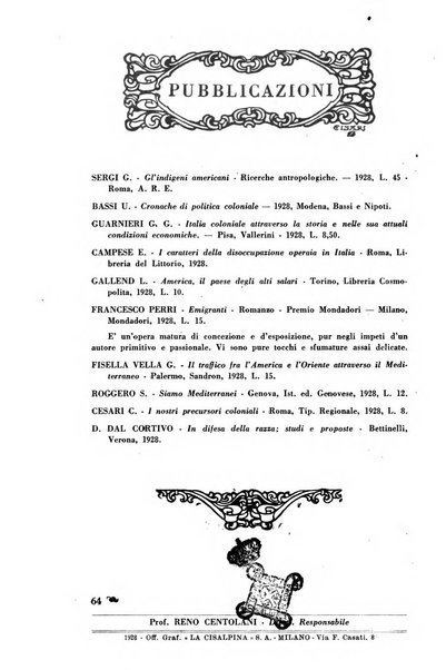 L'Italia e il mondo rassegna mensile delle migrazioni. --a. 8, n. 12 (dic. 1928)