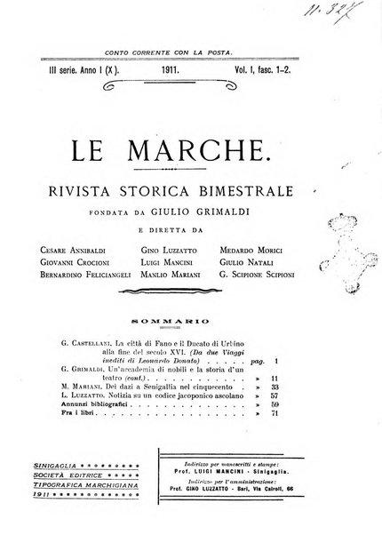 Le Marche rivista storica bimestrale