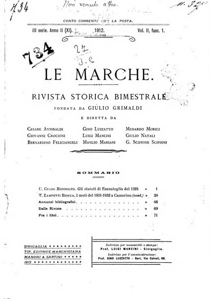 Le Marche rivista storica bimestrale