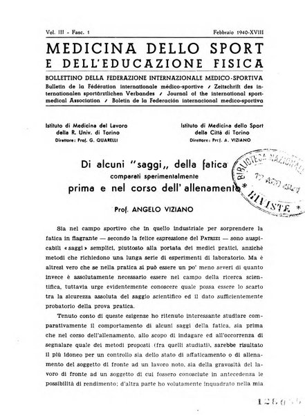 Medicina dello sport e dell'educazione fisica periodico bimestrale