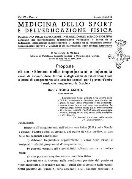 Medicina dello sport e dell'educazione fisica periodico bimestrale