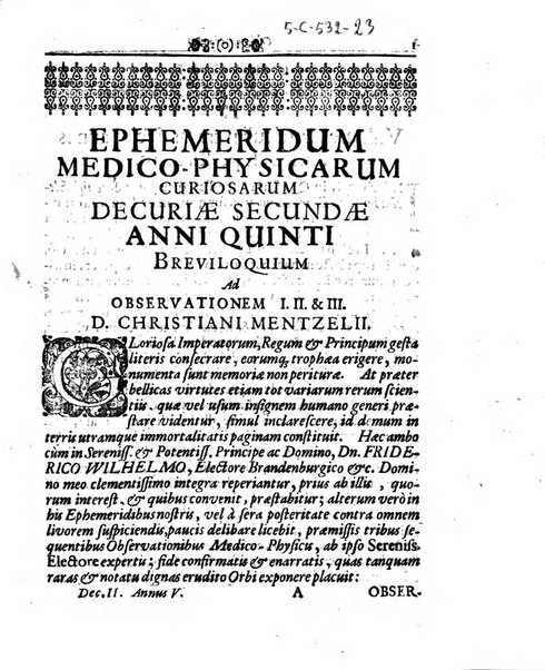 Miscellanea curiosa medico-physica Academiae naturae curiosorum sive ephemeridum medico-physicarum Germanicarum..