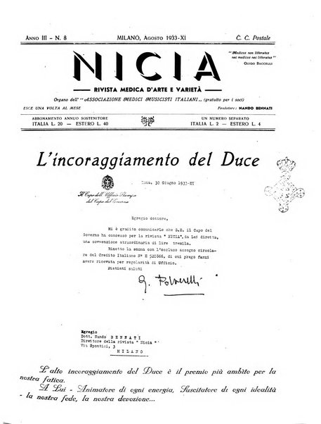 Nicia rivista medica d'arte e varieta