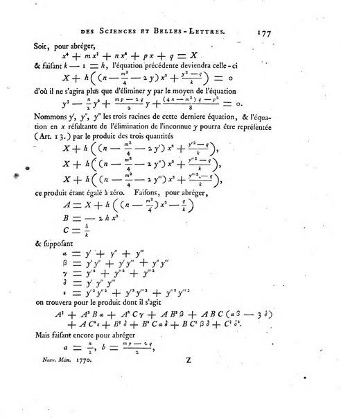 Nouveaux memoires de l'Academie royale des sciences et belles-lettres, avec l'histoire pour la meme annee