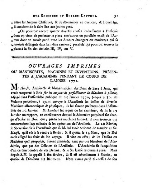 Nouveaux memoires de l'Academie royale des sciences et belles-lettres, avec l'histoire pour la meme annee