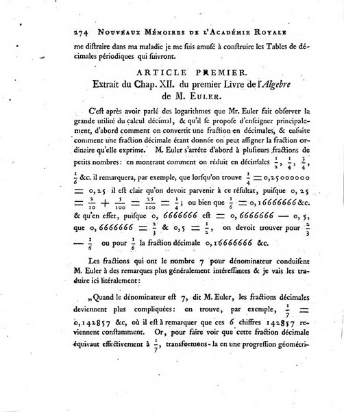 Nouveaux memoires de l'Academie royale des sciences et belles-lettres, avec l'histoire pour la meme annee