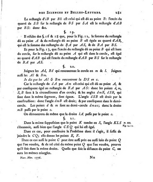 Nouveaux memoires de l'Academie royale des sciences et belles-lettres, avec l'histoire pour la meme annee