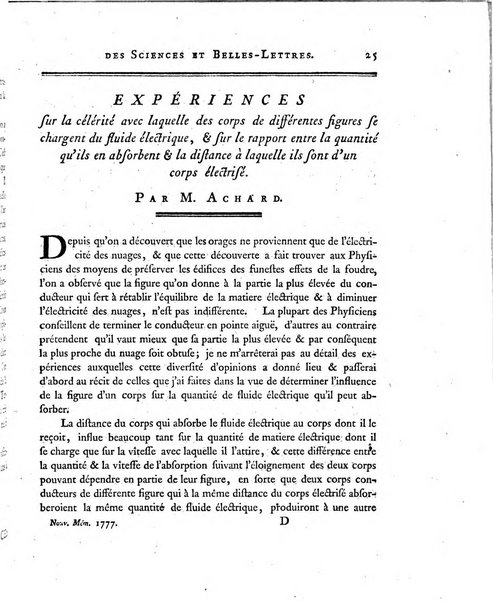 Nouveaux memoires de l'Academie royale des sciences et belles-lettres, avec l'histoire pour la meme annee