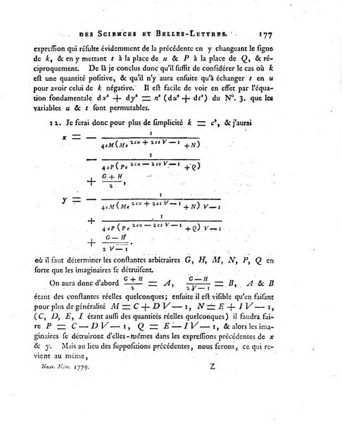 Nouveaux memoires de l'Academie royale des sciences et belles-lettres, avec l'histoire pour la meme annee