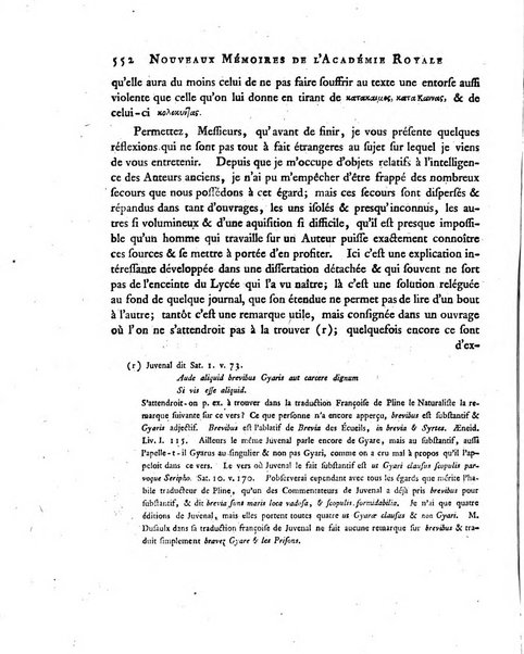 Nouveaux memoires de l'Academie royale des sciences et belles-lettres, avec l'histoire pour la meme annee