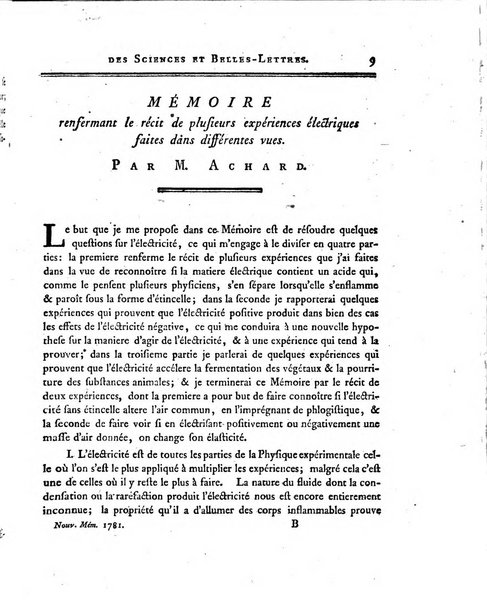 Nouveaux memoires de l'Academie royale des sciences et belles-lettres, avec l'histoire pour la meme annee