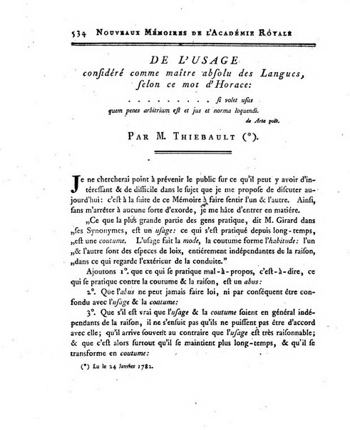 Nouveaux memoires de l'Academie royale des sciences et belles-lettres, avec l'histoire pour la meme annee