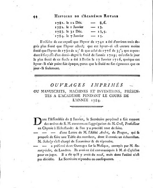 Nouveaux memoires de l'Academie royale des sciences et belles-lettres, avec l'histoire pour la meme annee