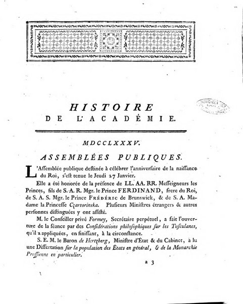 Nouveaux memoires de l'Academie royale des sciences et belles-lettres, avec l'histoire pour la meme annee