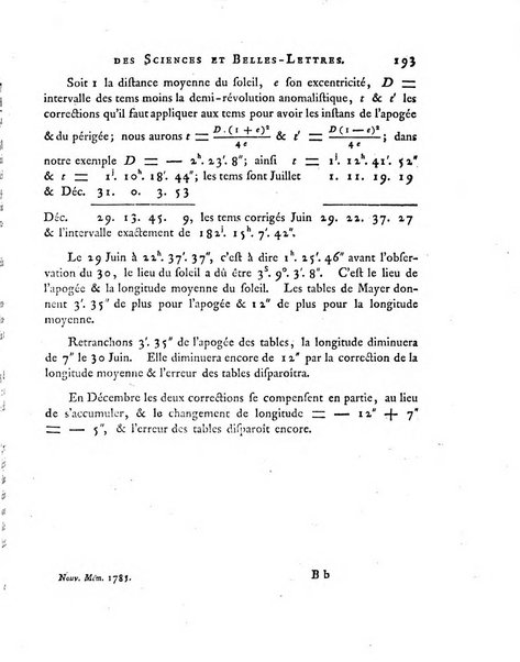 Nouveaux memoires de l'Academie royale des sciences et belles-lettres, avec l'histoire pour la meme annee