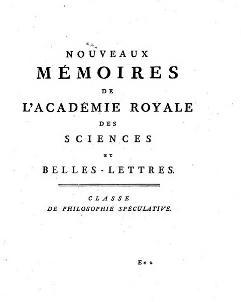 Nouveaux memoires de l'Academie royale des sciences et belles-lettres, avec l'histoire pour la meme annee