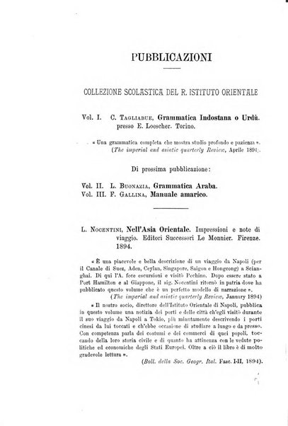 L'oriente rivista trimestrale pubblicata a cura dei professori del R. Istituto orientale in Napoli