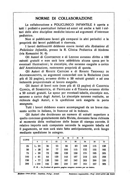 Policlinico infantile rivista mensile di medicina e chirurgia dei bambini