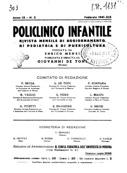 Policlinico infantile rivista mensile di medicina e chirurgia dei bambini