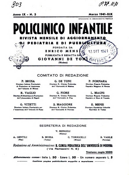 Policlinico infantile rivista mensile di medicina e chirurgia dei bambini