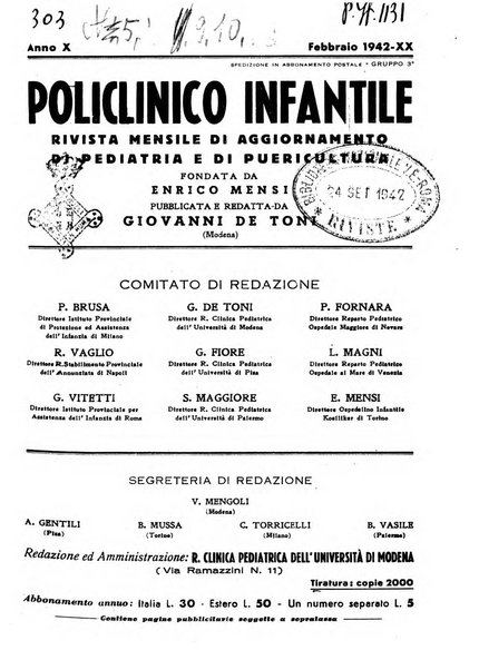 Policlinico infantile rivista mensile di medicina e chirurgia dei bambini