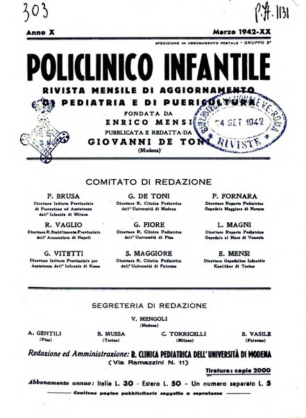 Policlinico infantile rivista mensile di medicina e chirurgia dei bambini