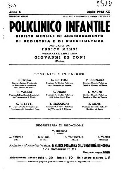 Policlinico infantile rivista mensile di medicina e chirurgia dei bambini