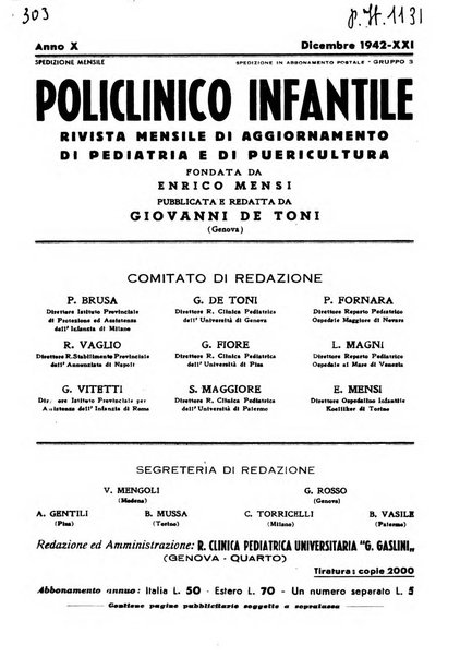 Policlinico infantile rivista mensile di medicina e chirurgia dei bambini