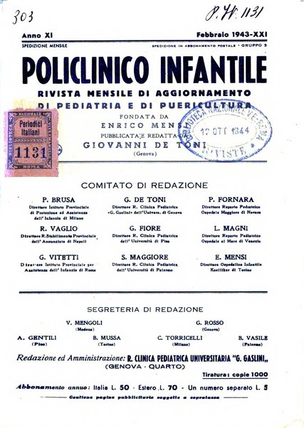 Policlinico infantile rivista mensile di medicina e chirurgia dei bambini