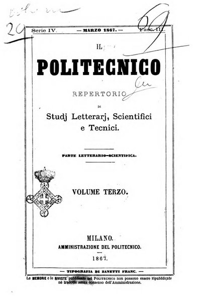 Il politecnico. Parte tecnica