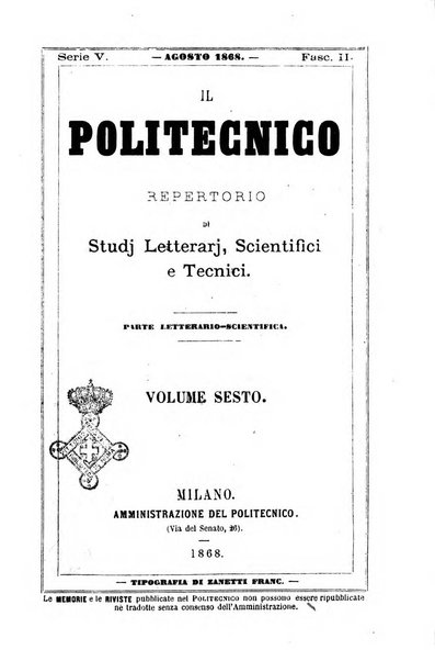 Il politecnico. Parte tecnica