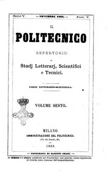 Il politecnico. Parte tecnica